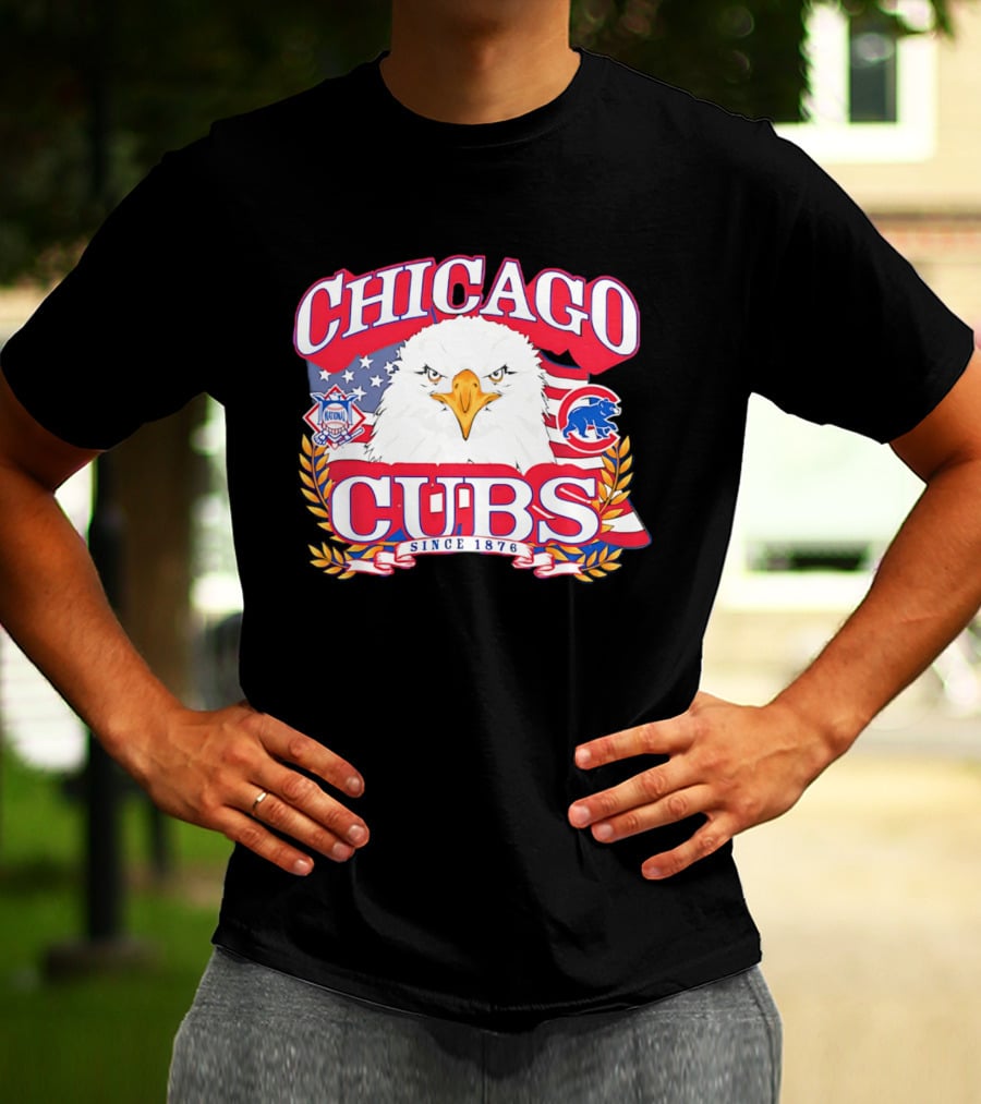 Chicago Cubs Americana Eagle Since 1876 National League Baseball Stars And Stripes 250th Celebration T-Shirt