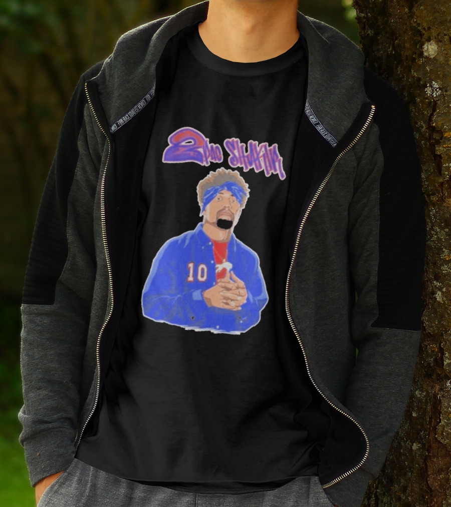 2Pac Shakir Sports Roundtable 10 Blue Bandana T-Shirt