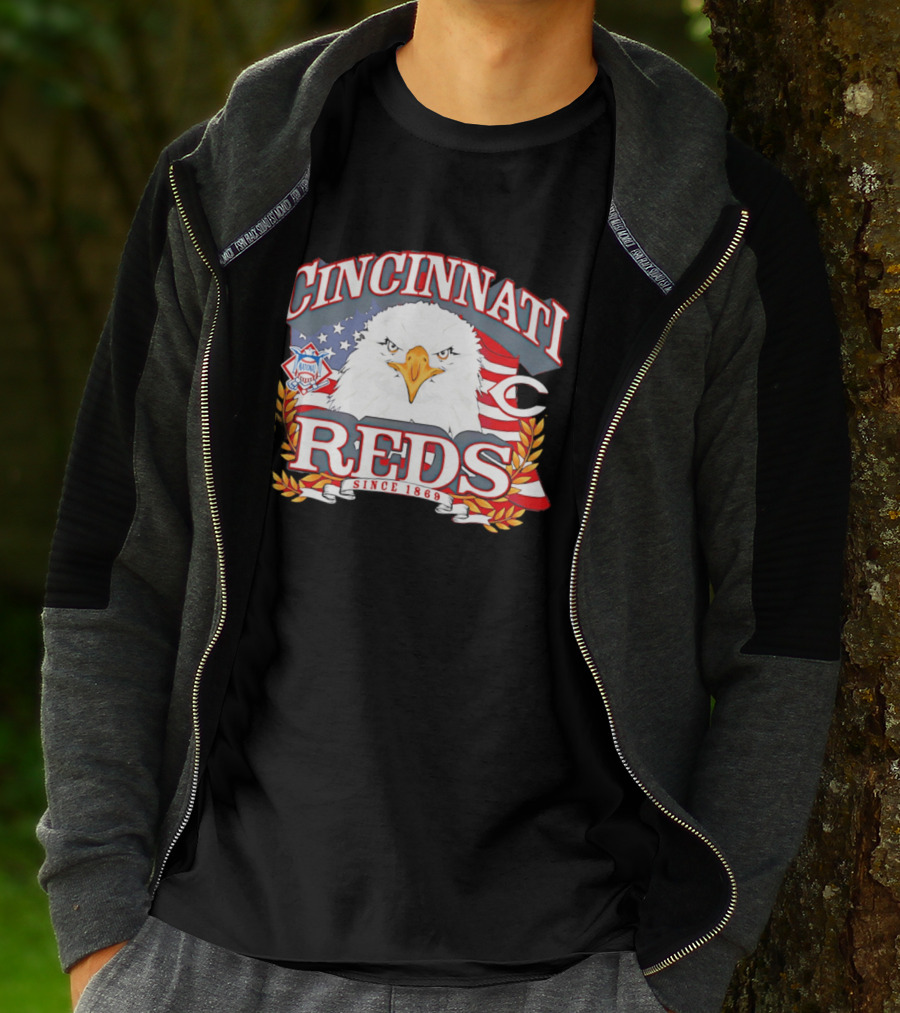 Cincinnati Reds National League Eagle American Flag Since 1869 T-Shirt