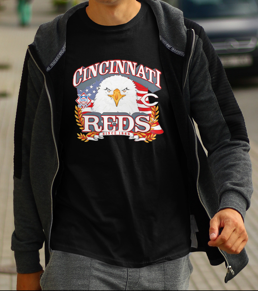 Cincinnati Reds National League Eagle American Flag Since 1869 T-Shirt