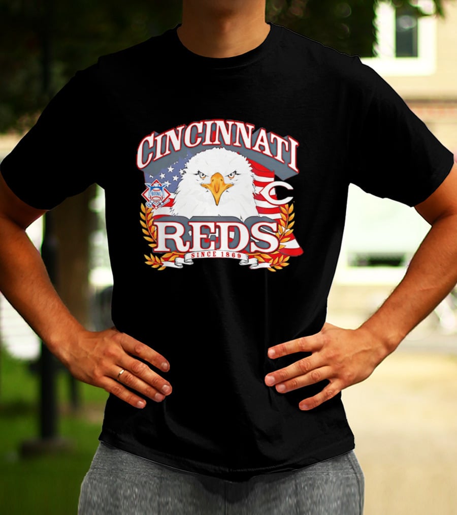 Cincinnati Reds National League Eagle American Flag Since 1869 T-Shirt