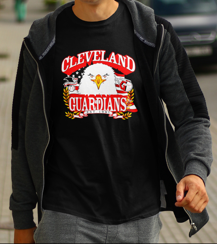 Cleveland Guardians Eagle And Baseball Stars Celebrating America's 250th Anniversary T-Shirt