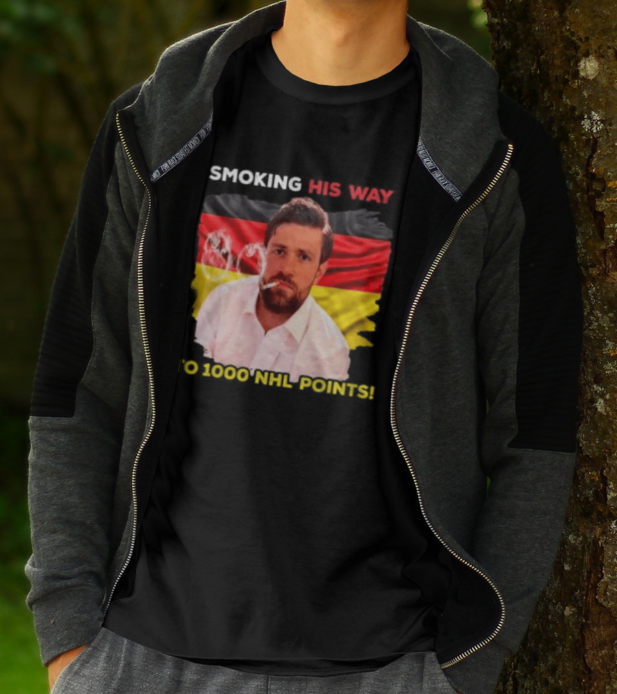 Smoking His Way To 1000 NHL Points Leon Draisaitl Edmonton Oilers T-Shirt