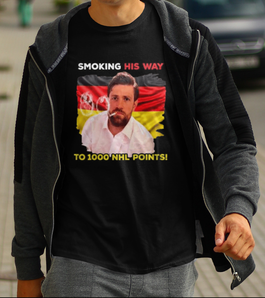 Smoking His Way To 1000 NHL Points Leon Draisaitl Edmonton Oilers T-Shirt