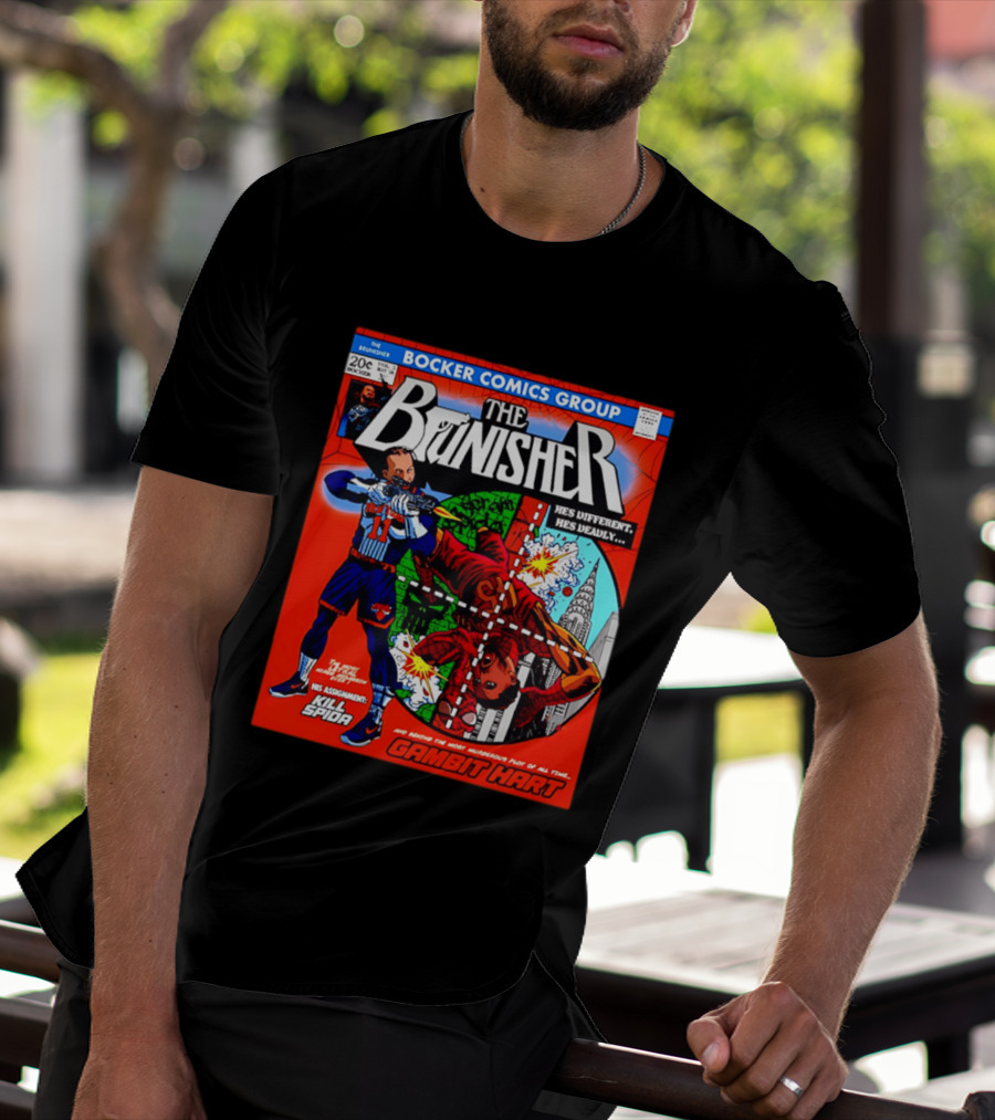 Bocker Comics Group The Brunisher He's Different He's Deadly Kill Spida Gambit Hart T-Shirt