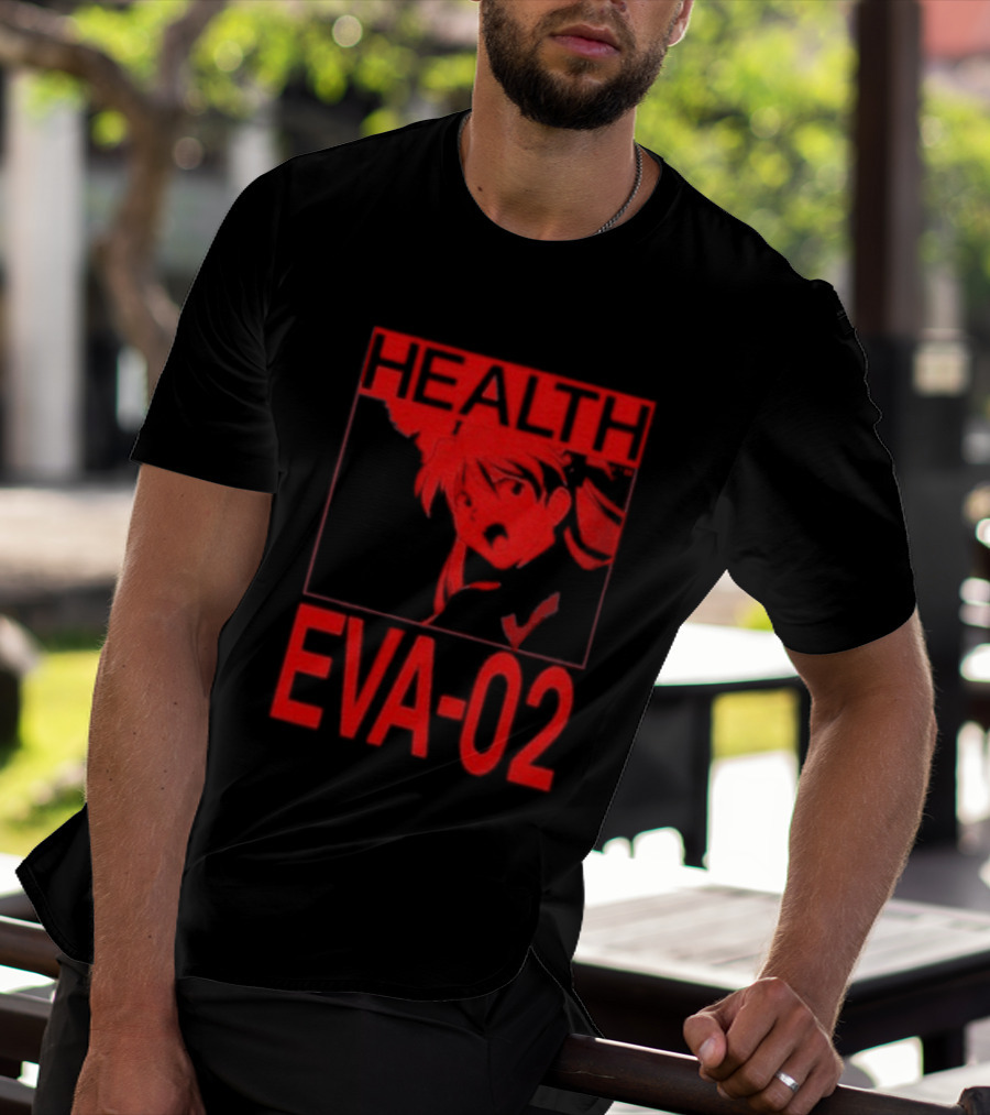 Health Eva 02 Anime Character Red Sketch T-Shirt