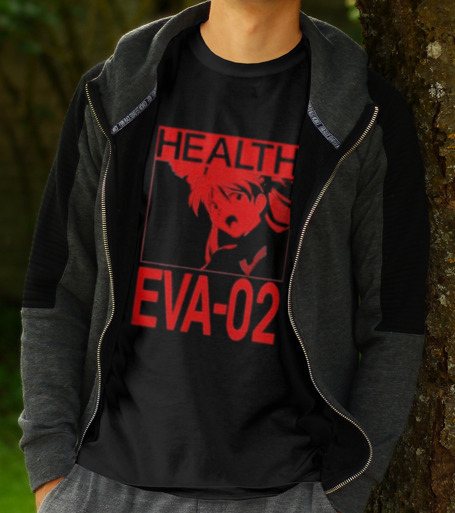 Health Eva 02 Anime Character Red Sketch T-Shirt