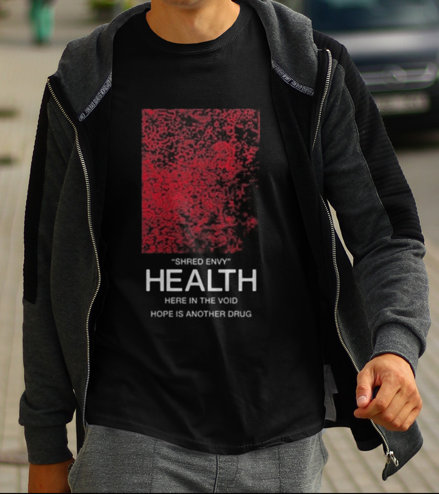 Health Shred Envy Victim Trash Decade 2020 2029 Red Black Abstract T-Shirt