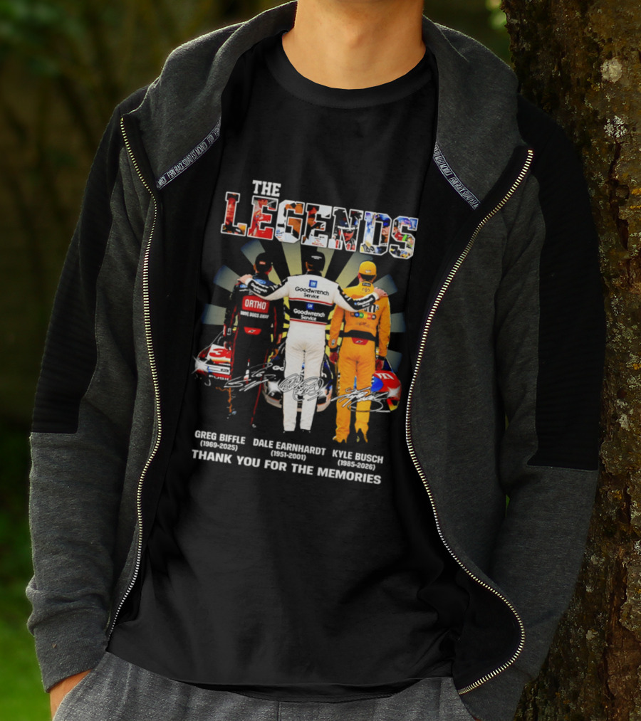 The Legends Greg Biffle Dale Earnhardt Kyle Busch Thank You For The Memories T-Shirt