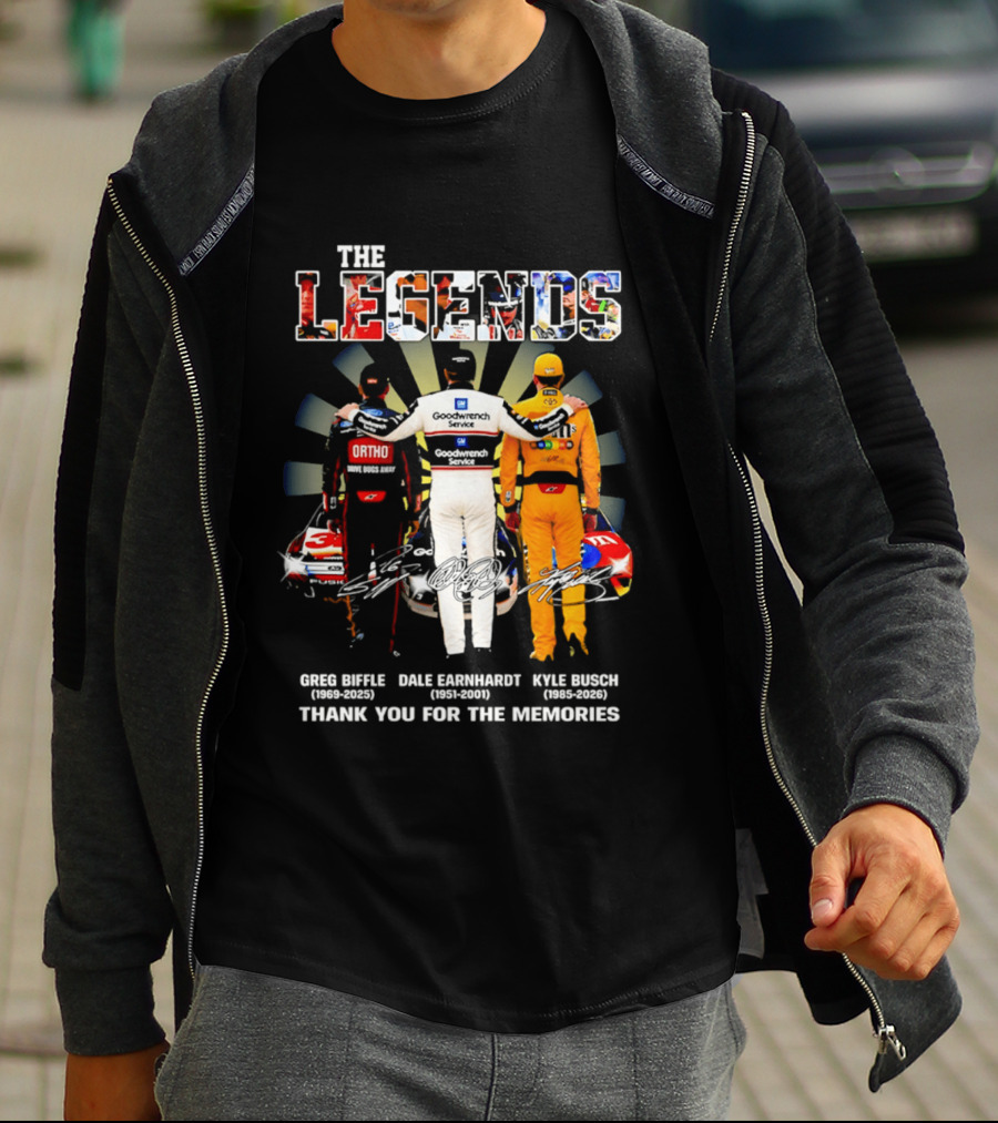The Legends Greg Biffle Dale Earnhardt Kyle Busch Thank You For The Memories T-Shirt