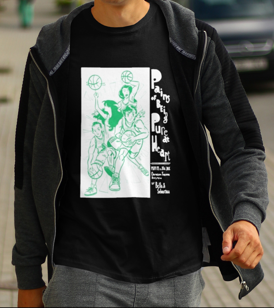 Pains Of Being Pure At Heart Boston May 19 Paradise Touring Company With Helki Silkscreen Basketball T-Shirt