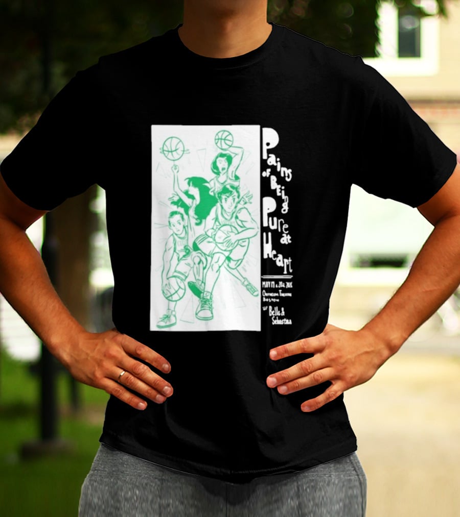 Pains Of Being Pure At Heart Boston May 19 Paradise Touring Company With Helki Silkscreen Basketball T-Shirt