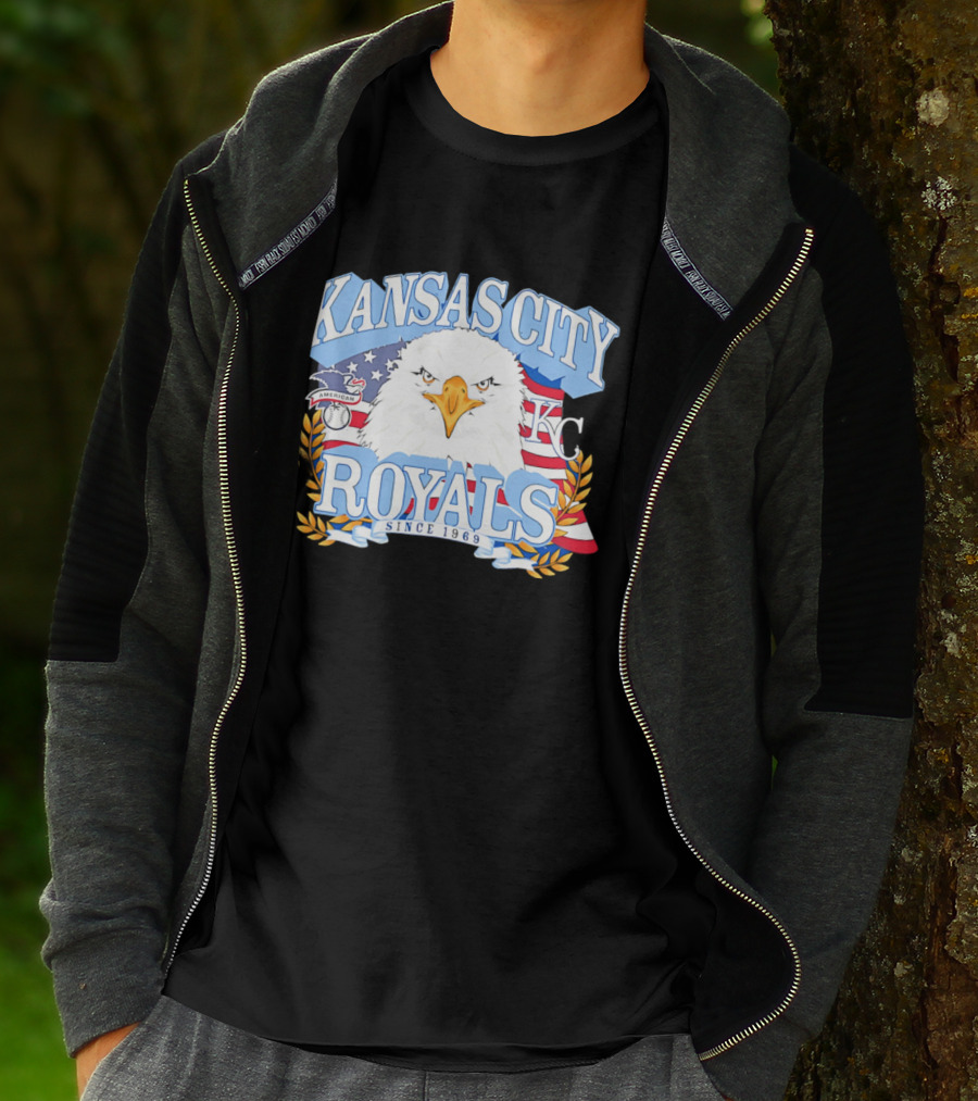 Kansas City Royals Eagle With American Flag Patriotic KC T-Shirt