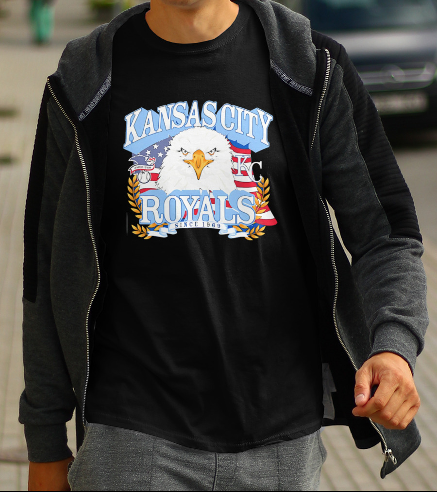 Kansas City Royals Eagle With American Flag Patriotic KC T-Shirt