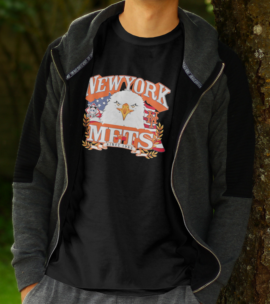New York Mets Americana Eagle Celebrating National League And Stars Stripes T-Shirt