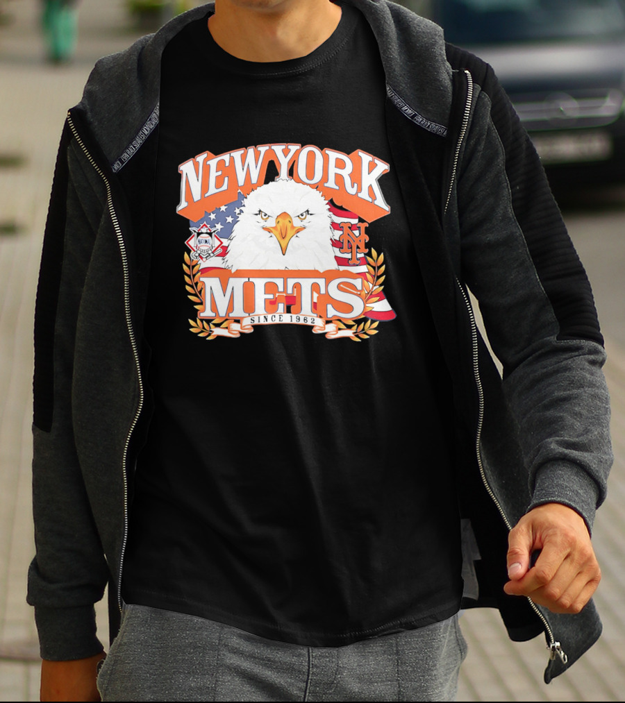 New York Mets Americana Eagle Celebrating National League And Stars Stripes T-Shirt