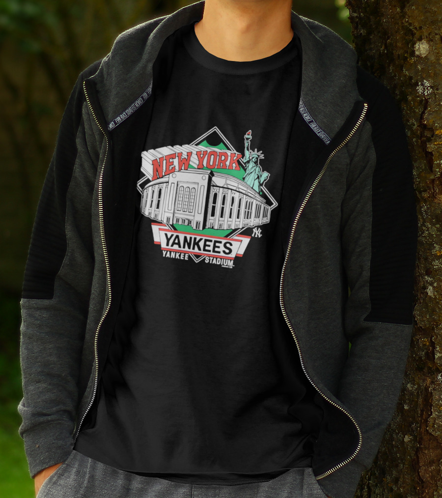 New York Yankees Yankee Stadium Facade Statue Of Liberty T-Shirt