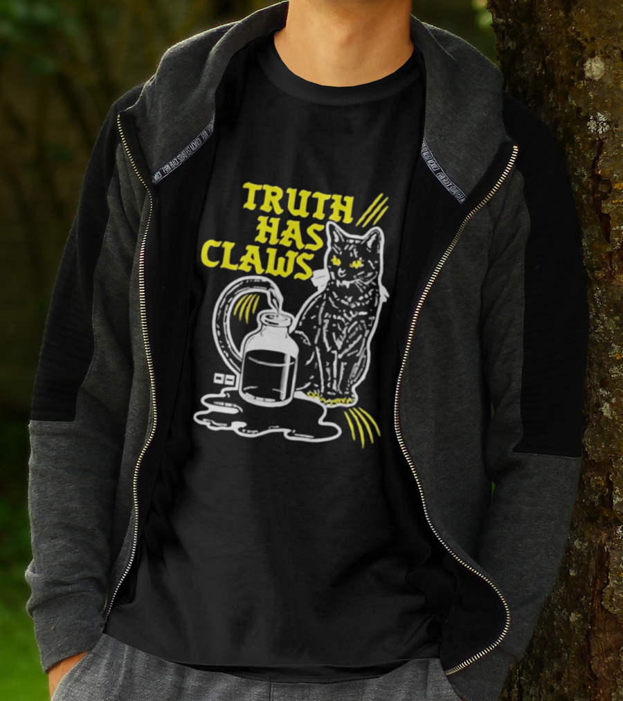 Truth Has Claws Cat Spilled Milk T-Shirt