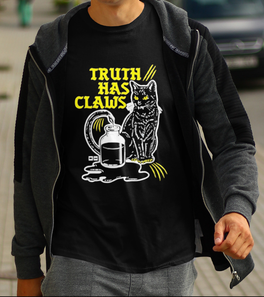 Truth Has Claws Cat Spilled Milk T-Shirt
