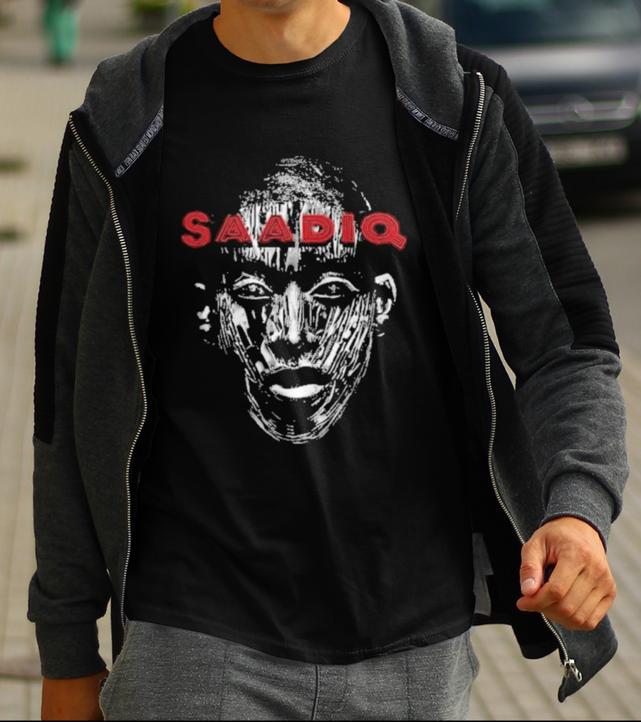 Raphael Saadiq Saadiq Textured Artistic Face Red T-Shirt