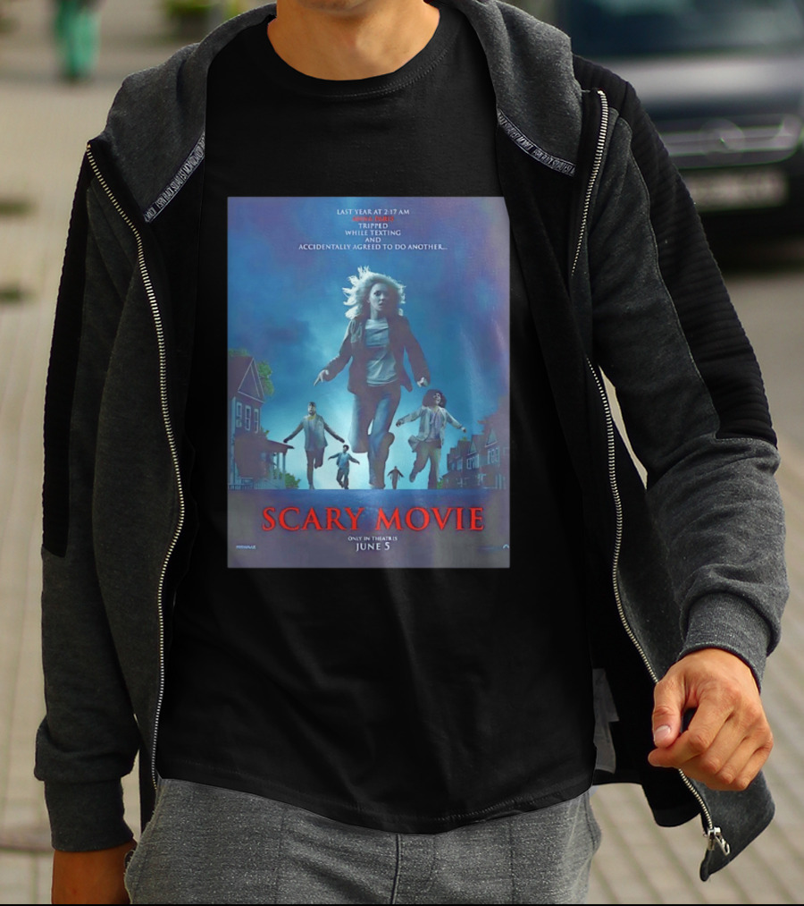 Scary Movie Tripped While Texting Last Year At 2:17 AM T-Shirt