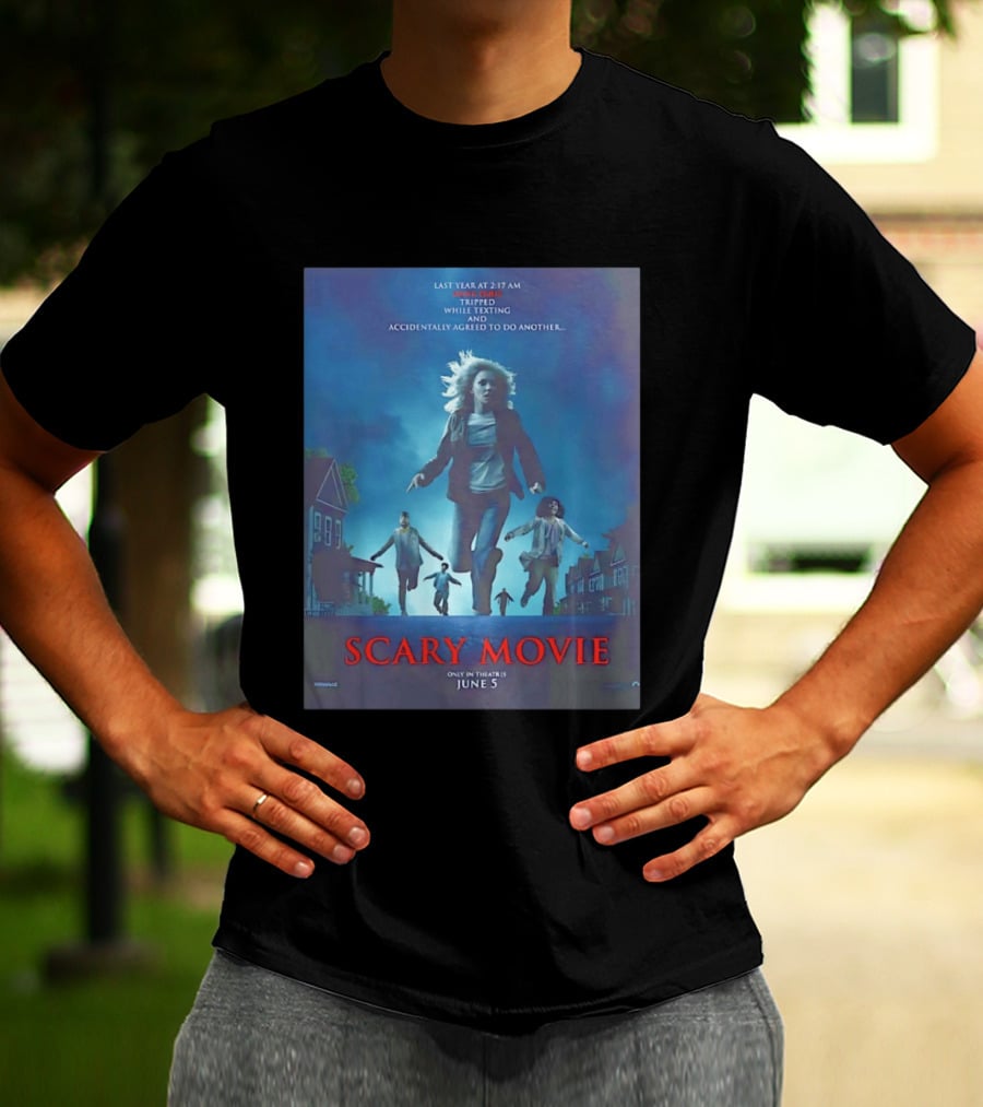 Scary Movie Tripped While Texting Last Year At 2:17 AM T-Shirt