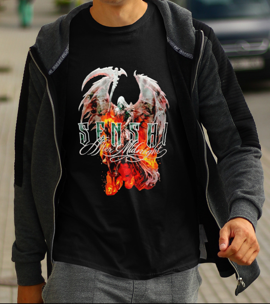 Senshi After Midnight Flaming Grim Reaper Wings T-Shirt