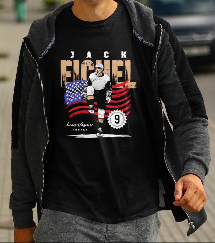 Jack Eichel 9 USA Flag Las Vegas Hockey 2026 T-Shirt
