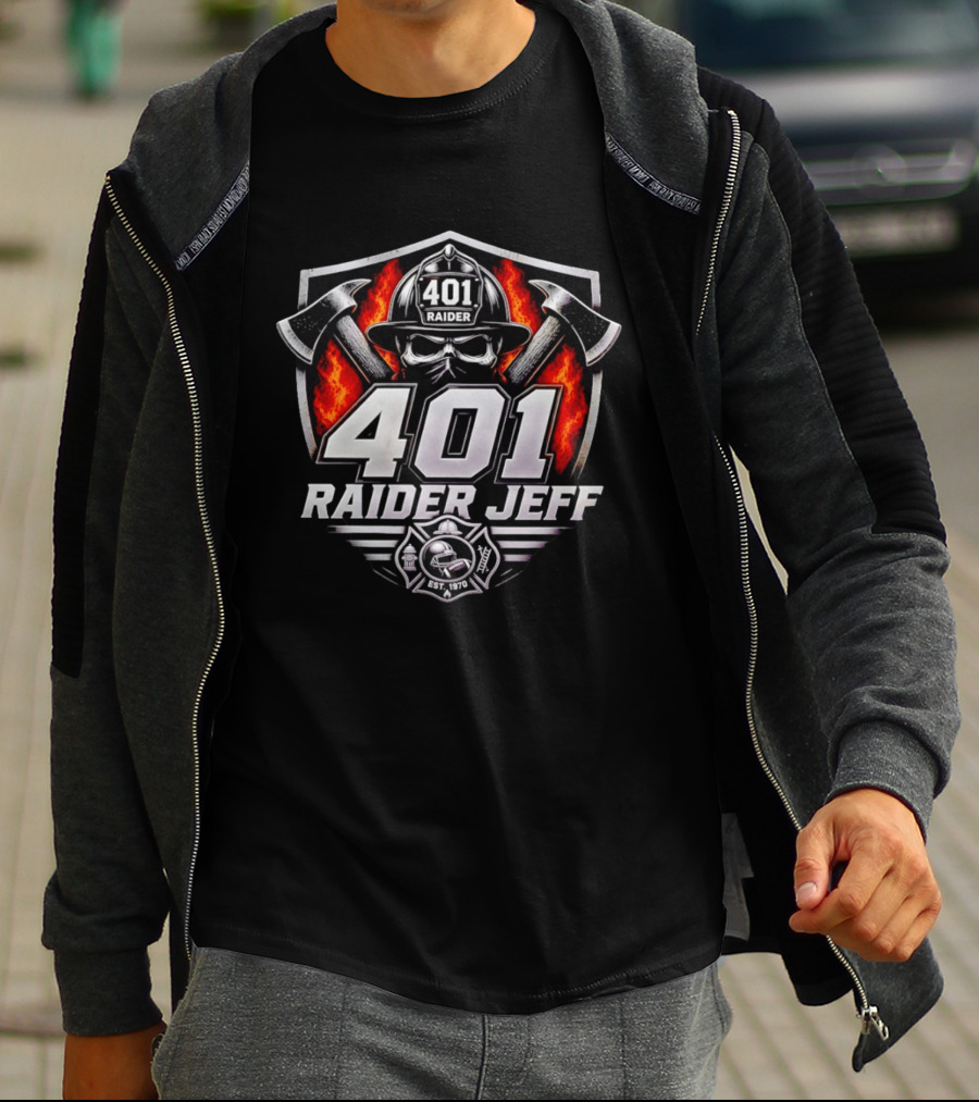 Las Vegas Raiders 401 Raider Jeff Skull Firefighter Helmet Logo Est. 1970 T-Shirt