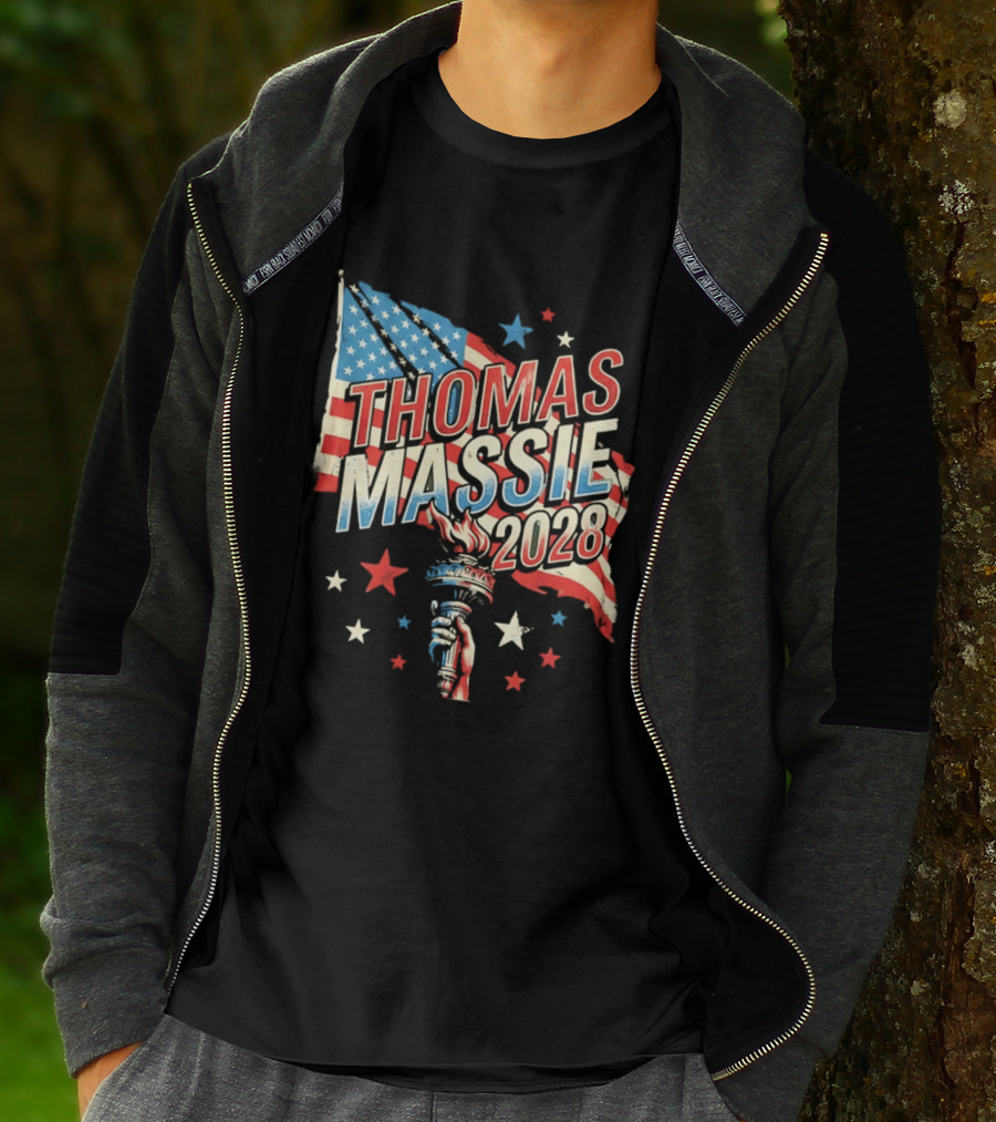 Thomas Massie 2028 American Flag Liberty Torch Stars T-Shirt