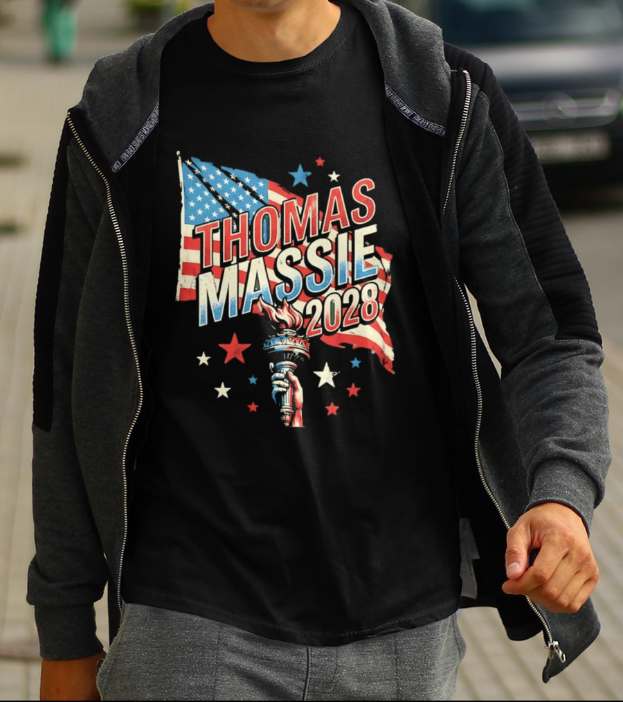 Thomas Massie 2028 American Flag Liberty Torch Stars T-Shirt