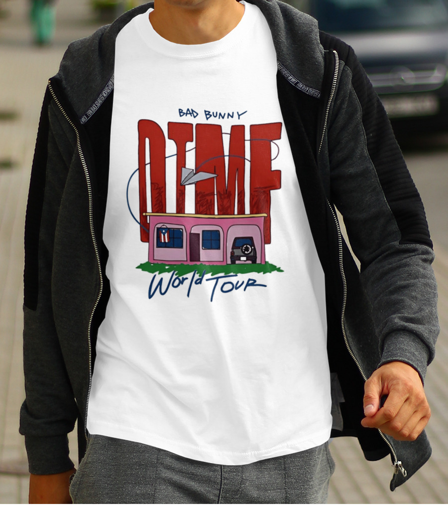 Bad Bunny Dtmf World Tour 2026 Paper Airplane Pink House Jeep T-Shirt