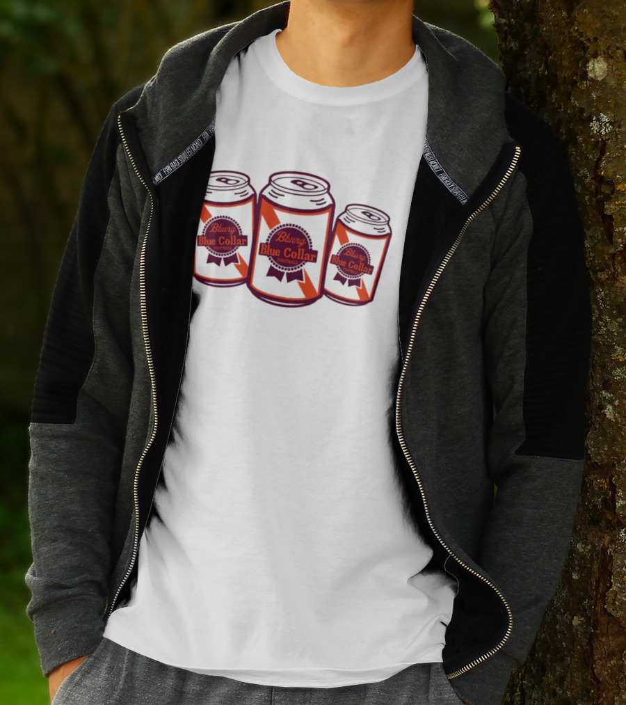 Blacksburg Virginia Tech University Hokies Bburg Blue Collar Football ACC Cans T-Shirt