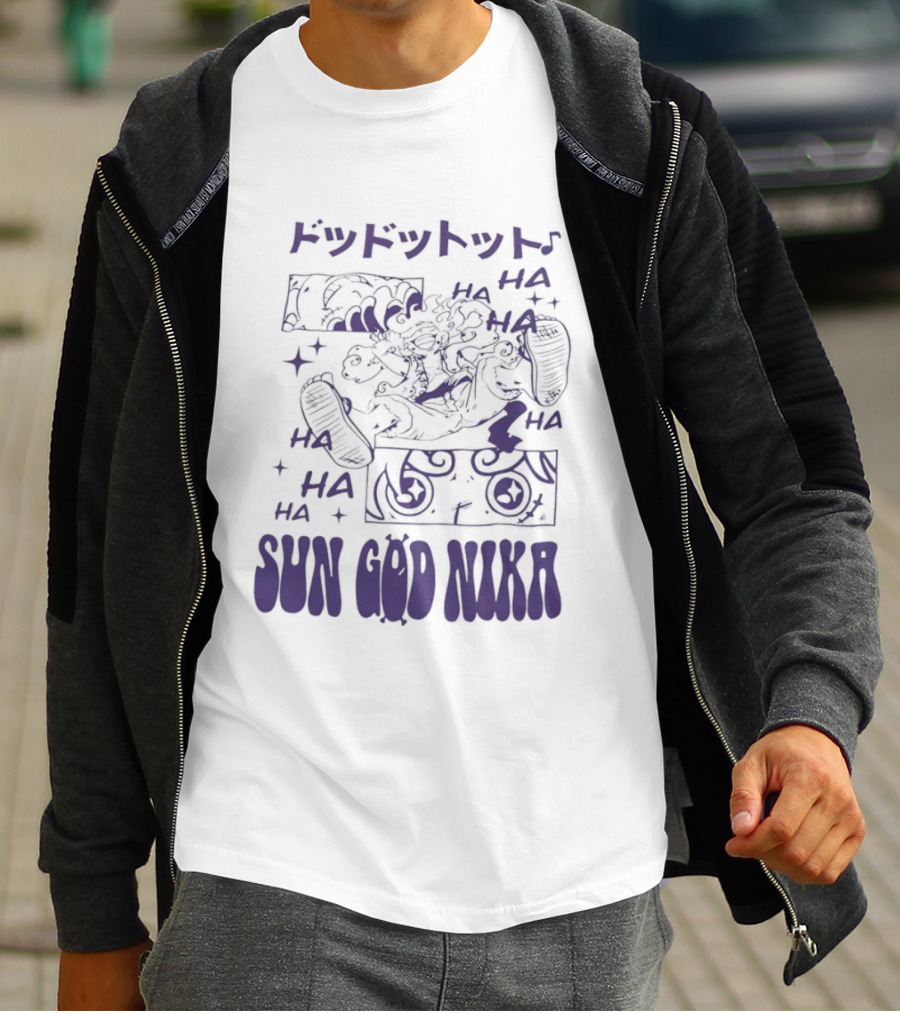Monkey D Luffy Sun God Nika Laugh One Piece Joyful Image T-Shirt