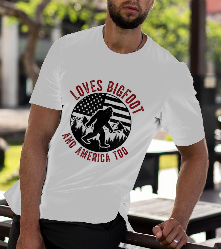 Sasquatch Cryptozoology America Loves Bigfoot And United States Too T-Shirt