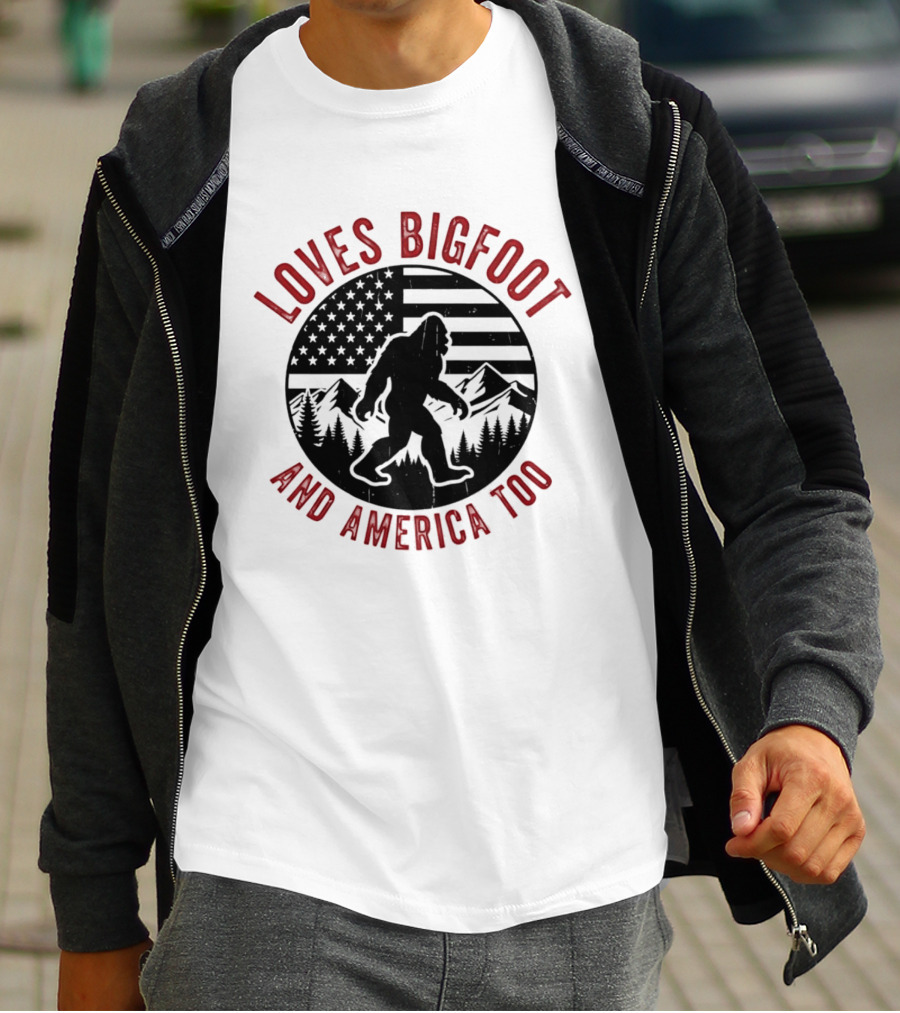 Sasquatch Cryptozoology America Loves Bigfoot And United States Too T-Shirt