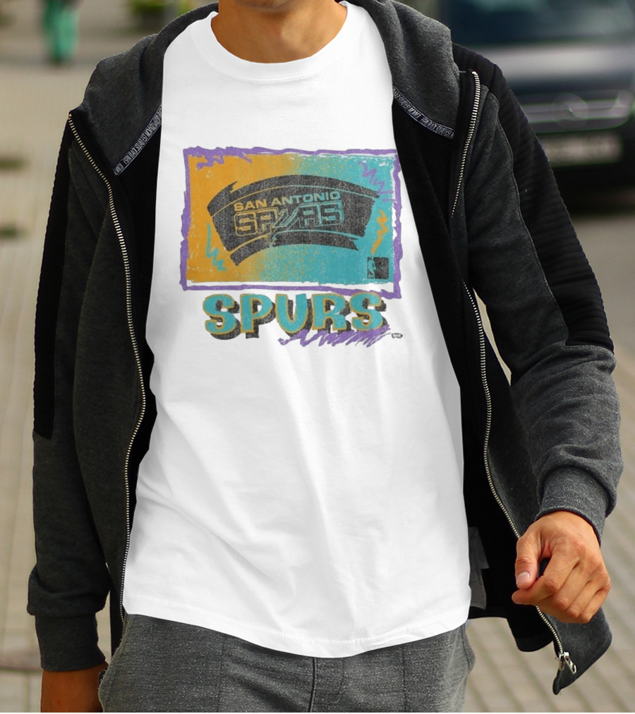 San Antonio Spurs White Surf Foundation Retro Colorful NBA T-Shirt