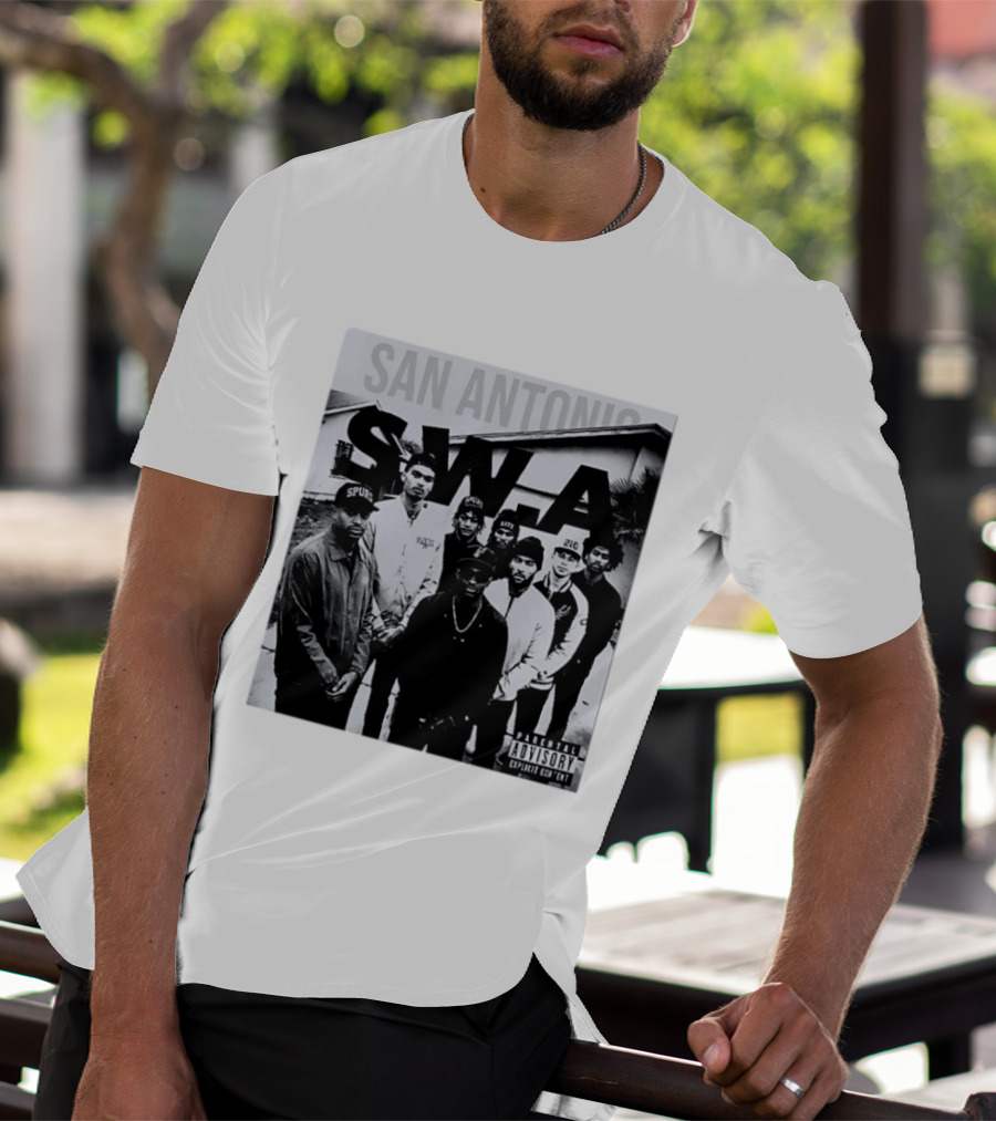 San Antonio Swa Paradvisory Explicit Content 210 Spurs Black And White Group T-Shirt