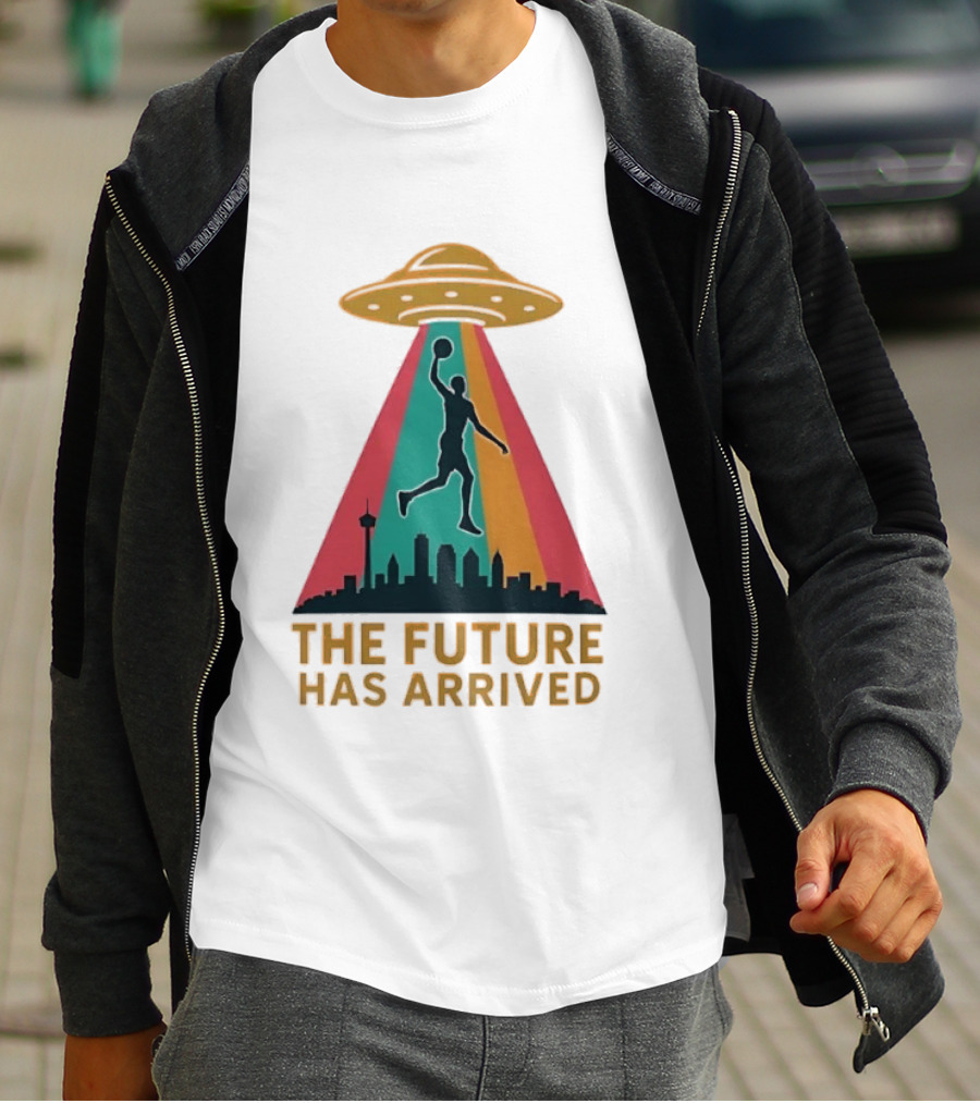 Victor Wembanyama San Antonio Spurs NBA The Future Has Arrived UFO Skyline T-Shirt