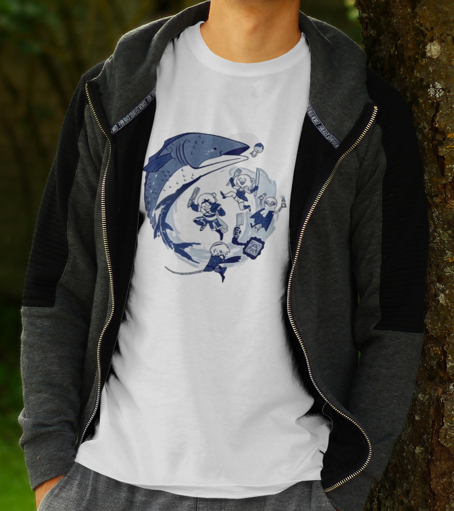 NieR Automata 2B Fishing Cooking Game Characters Wave T-Shirt