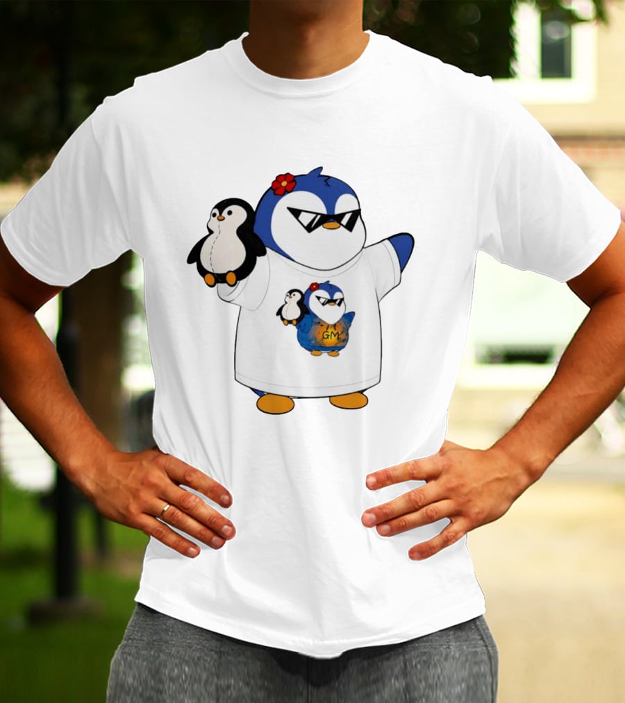 GM Penguin Sunglasses Flower Holding Plush Smaller GM Penguin T-Shirt