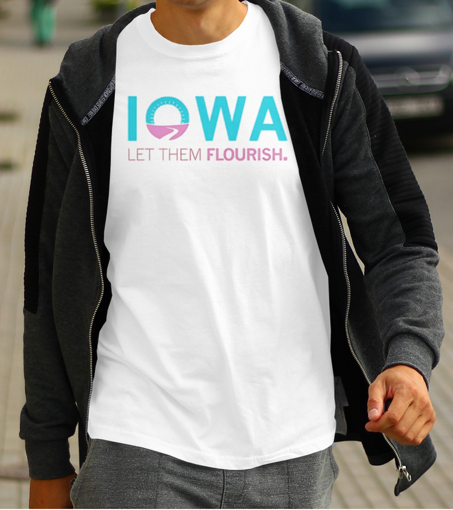 Iowa Let Them Flourish Pink Blue Circular Arrow T-Shirt