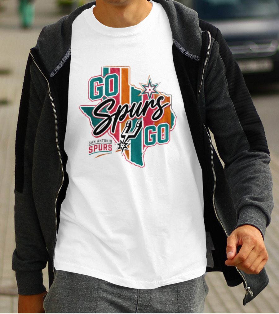 San Antonio Spurs Go Spurs Go Texas Outline NBA Team Spirit T-Shirt