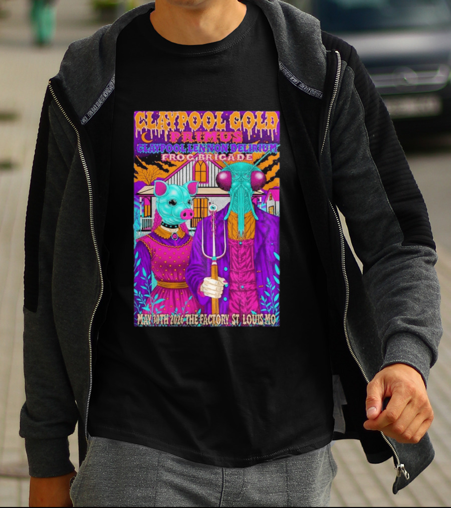Claypool Gold Primus Lennon Delirium Frog Brigade Concert May 30th 2026 St Louis Mo T-Shirt