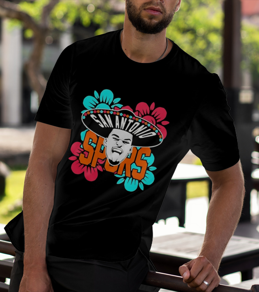 San Antonio Spurs Dejounte Murray Floral Sombrero T-Shirt