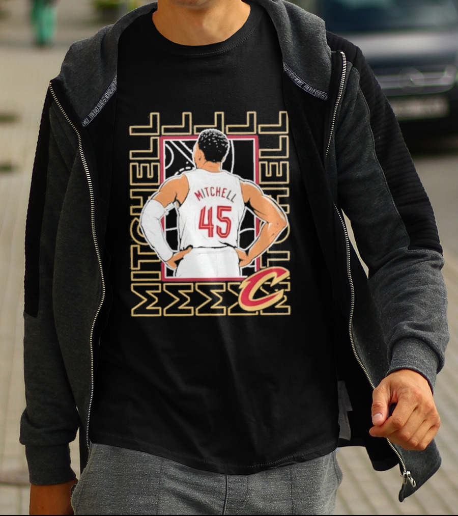 Cleveland Cavaliers Mitchell 45 Basketball Star Pose T-Shirt