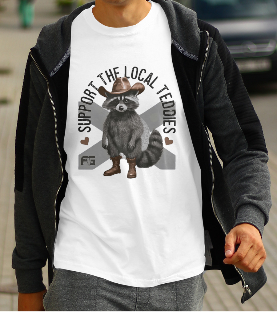 Raccoon Cowboy Support The Local Teddies T-Shirt
