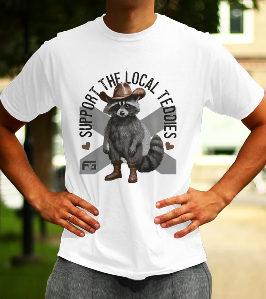Raccoon Cowboy Support The Local Teddies T-Shirt