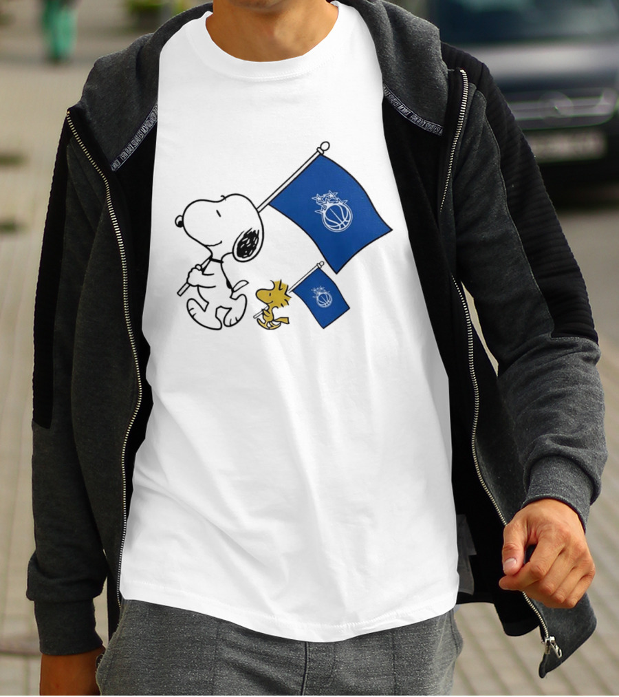 Snoopy And Woodstock Orlando Magic Team Flags Support T-Shirt
