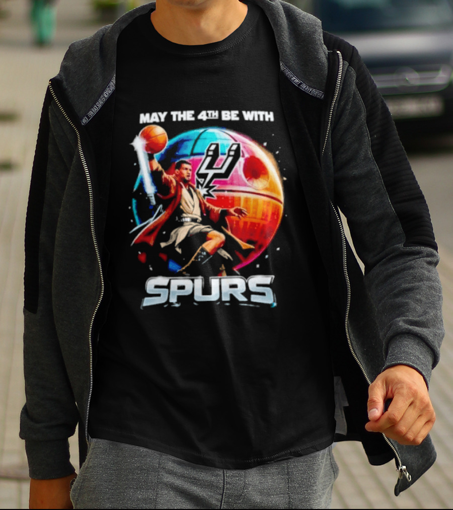 May The 4th Be With Spurs Star Wars Basketball Jedi 2026 T-Shirt